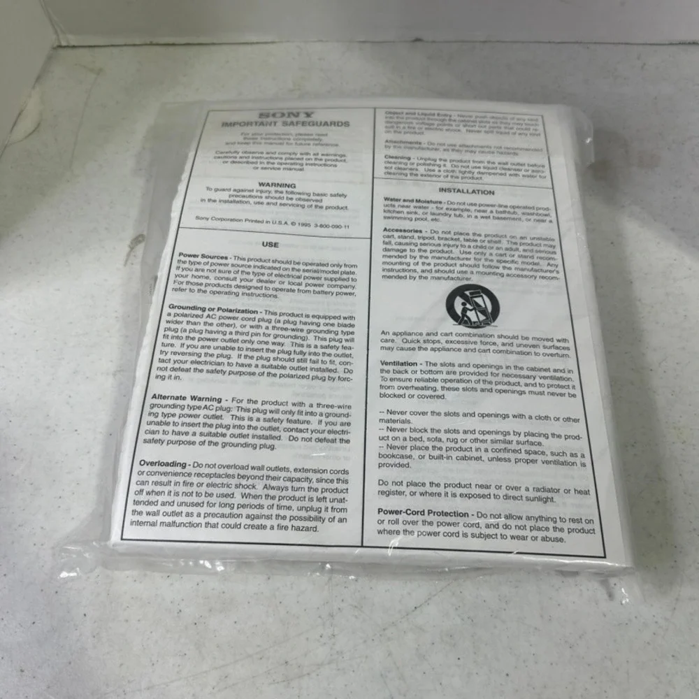 Sony RM-Y139 Satellite Receiver Remote Control Manual and Cable Accessory Kit